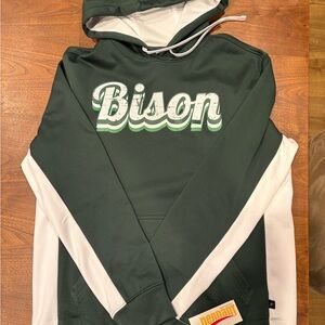 Green and White Bison Hoodie NWT
